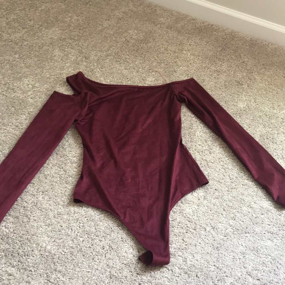 Maroon suede body suit